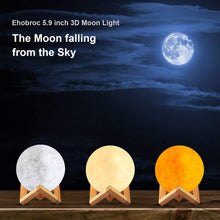 Load image into Gallery viewer, Drop Ship  Moon Lamp 3D Print Night Light Rechargeable 3 Color Tap Control lamp lights 3 Color Change Remote LED Moon Light Gift